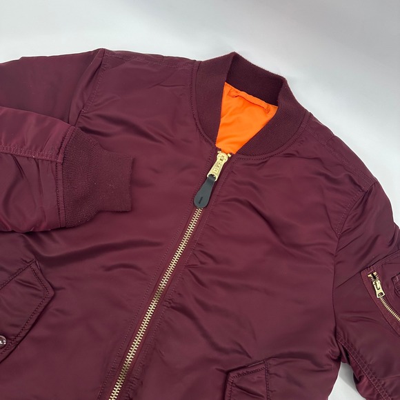 Alpha Industries Reversible Bomber Jacket Maroon Orange Coat mens Medium - Picture 1 of 13